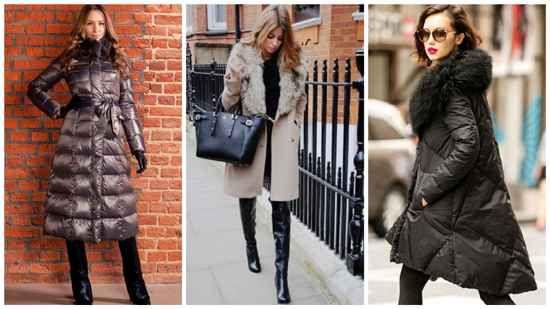 зимний стиль одежды, зимний стиль фото, женское зимнее пальто и пуховик